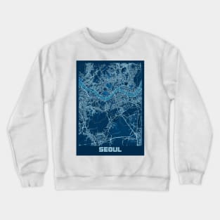 Seoul - South Korean Peace City Map Crewneck Sweatshirt